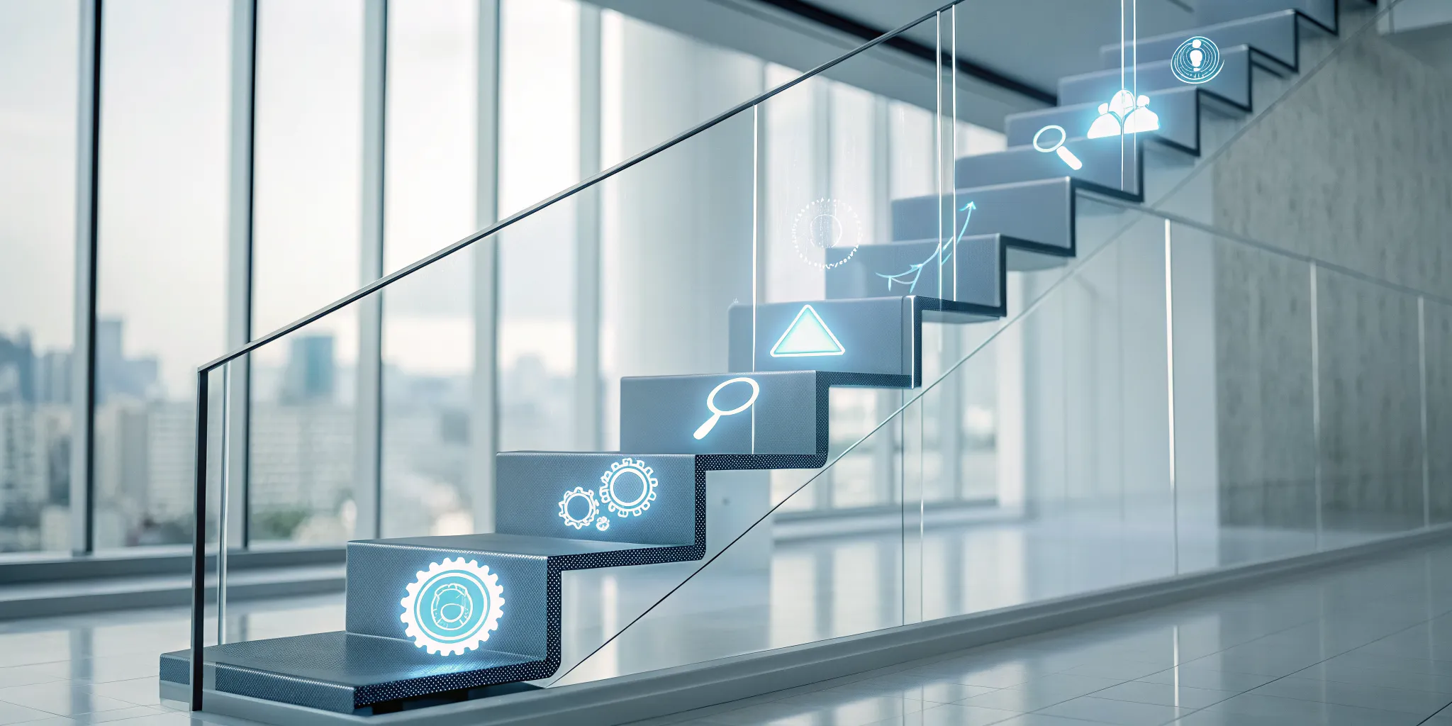 A staircase with icons outlining the agile project risk management process.